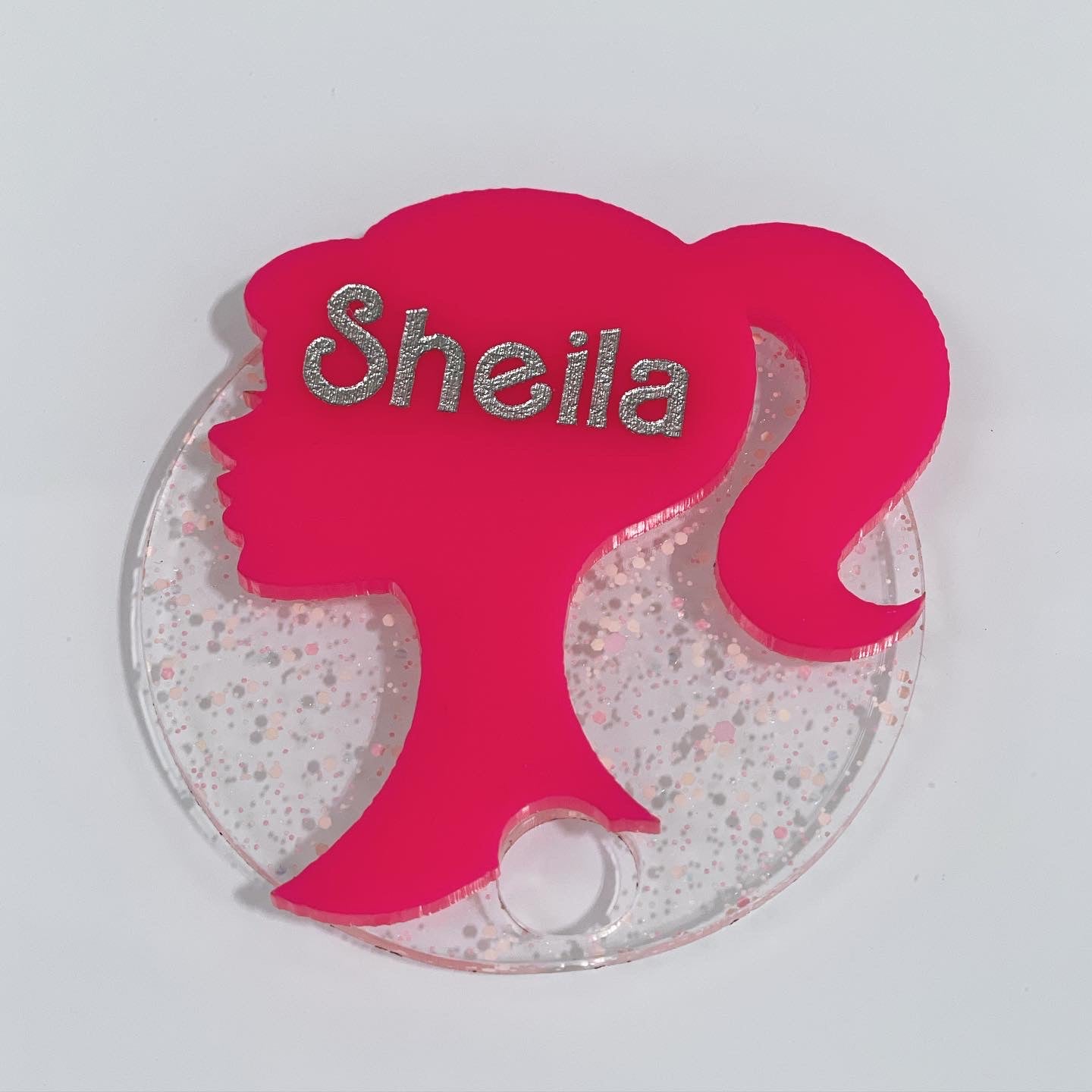 Pink silhouette name topper