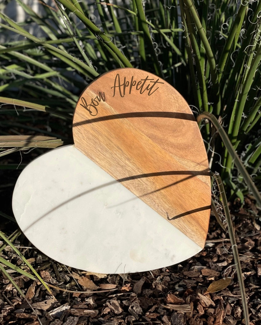 Heart Marble & Wood Cheese Board