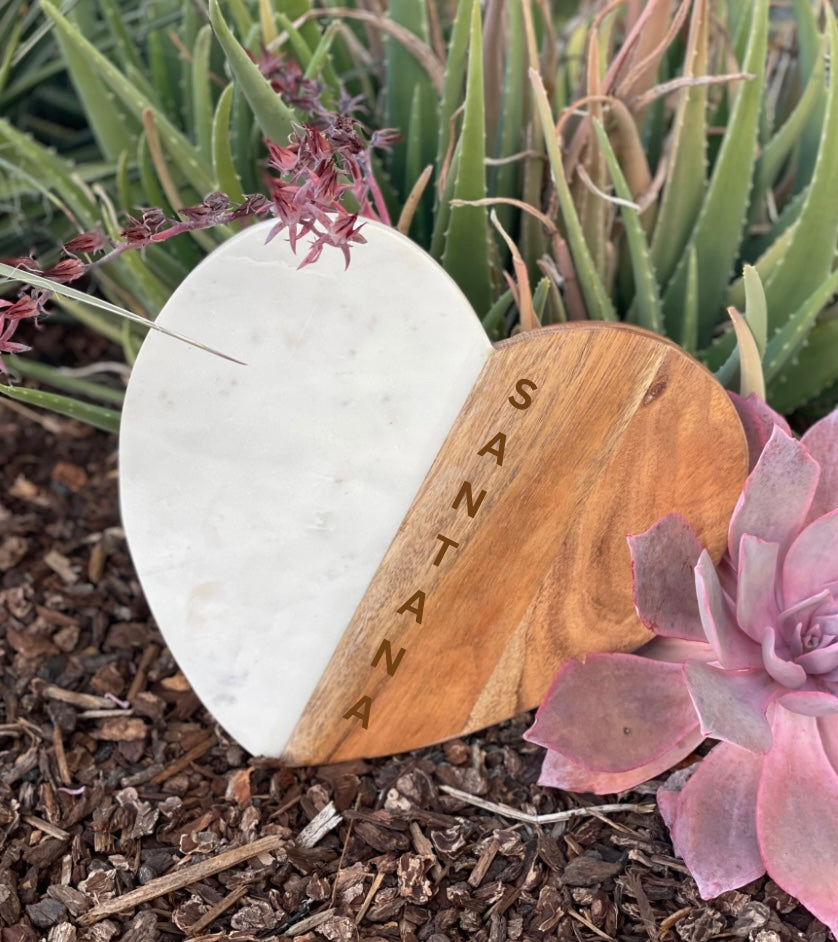 Heart Marble & Wood Cheese Board