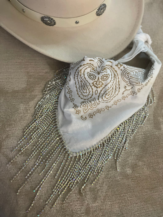 Rhinestone fringe bandanna