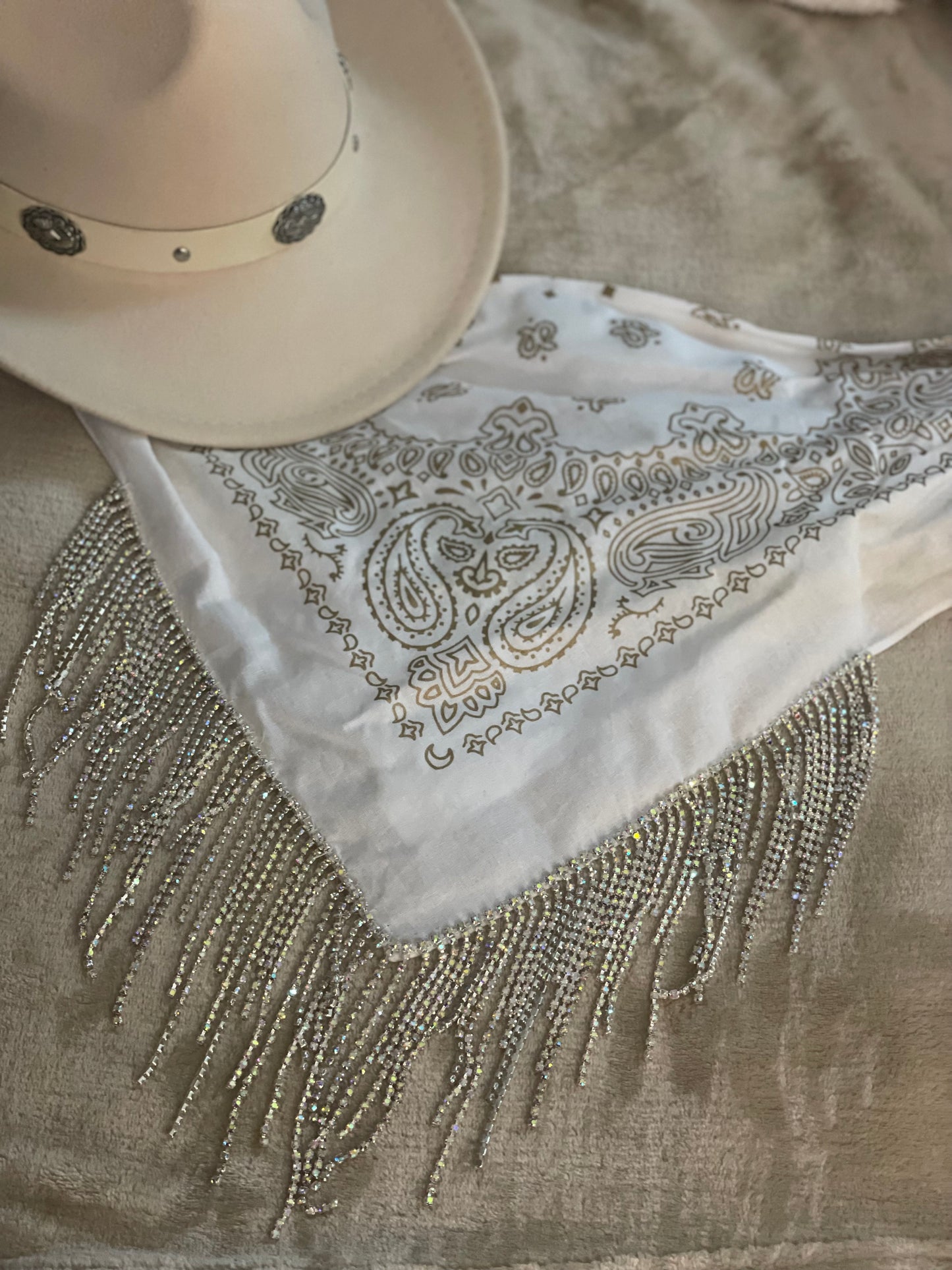 Rhinestone fringe bandanna