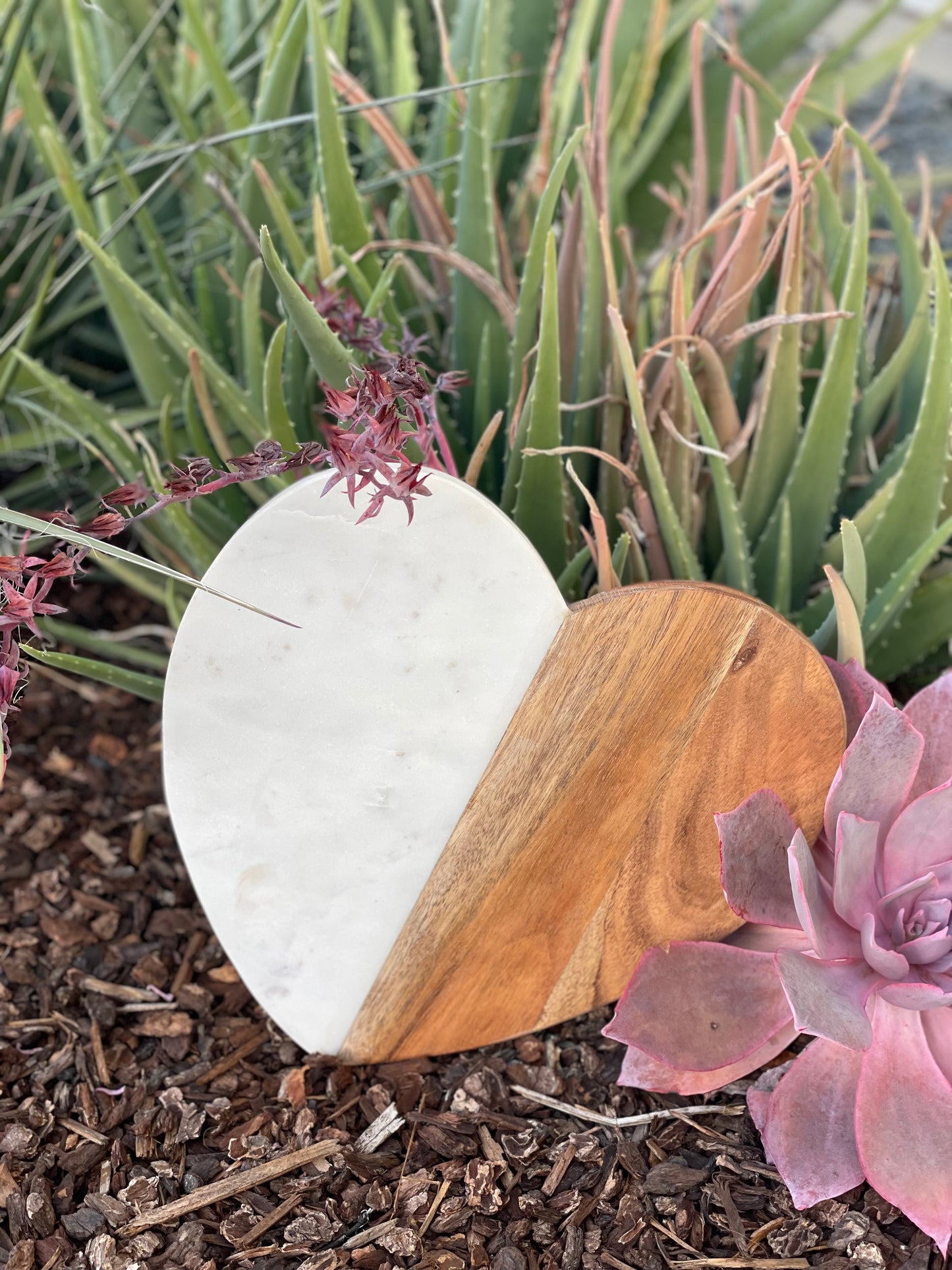 Heart Marble & Wood Cheese Board